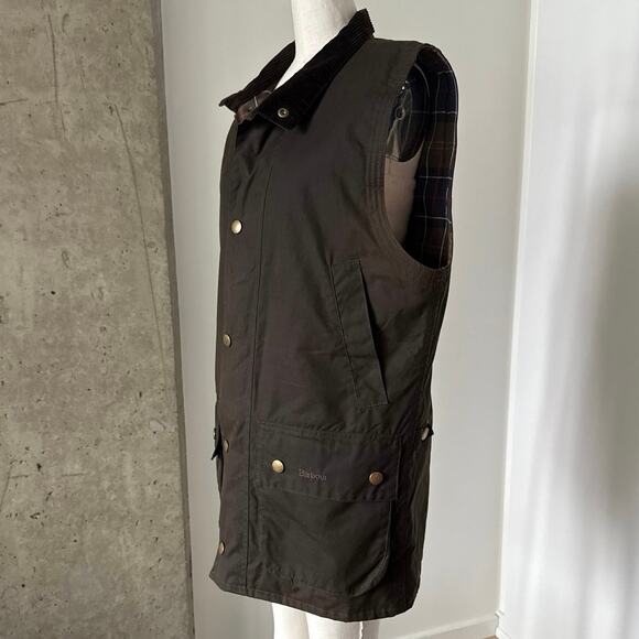 Barbour Westmorland Mens Wax Waistcoat - Olive Medium - Picture 5 of 9